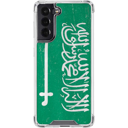 Saudi Arabia Flag Distressed Galaxy S22 Clear Case