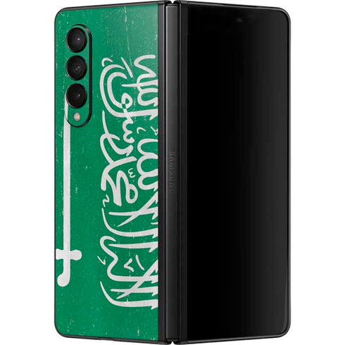 Saudi Arabia Flag Distressed Galaxy Z Fold3 5G Skin