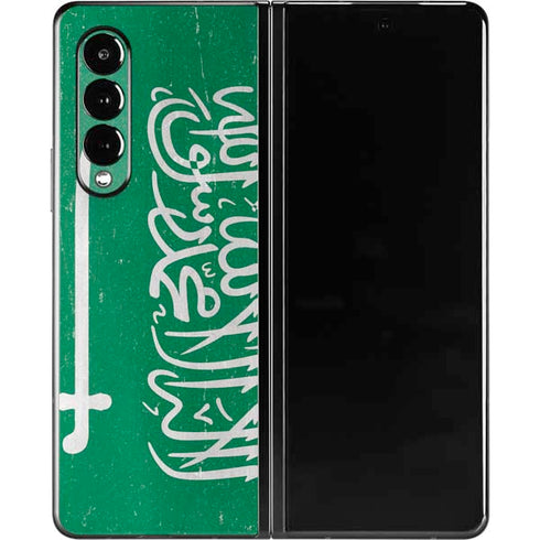 Saudi Arabia Flag Distressed Galaxy Z Fold3 5G Skin