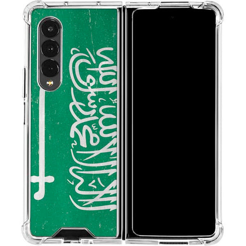 Saudi Arabia Flag Distressed Galaxy Z Fold4 5G Clear Case