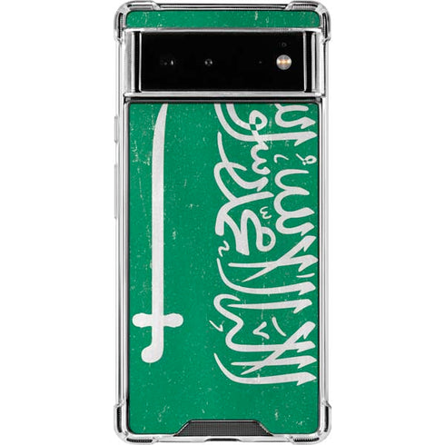 Saudi Arabia Flag Distressed Google Pixel 6 Clear Case