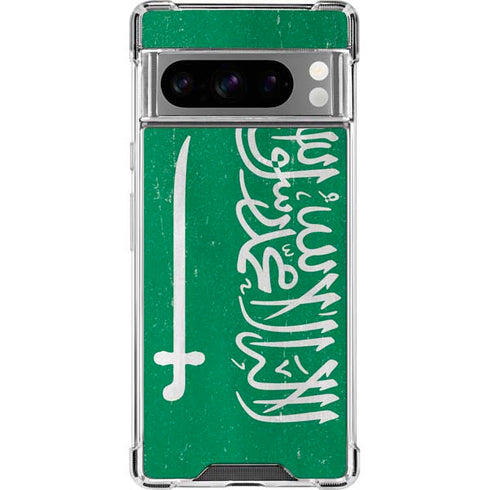 Saudi Arabia Flag Distressed Google Pixel 8 Pro Clear Case