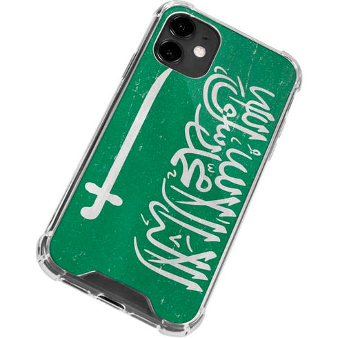 Saudi Arabia Flag Distressed iPhone 12 Clear Case