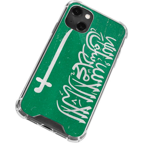 Saudi Arabia Flag Distressed iPhone 13 Mini Clear Case