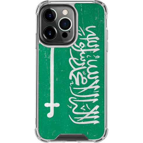 Saudi Arabia Flag Distressed iPhone 13 Pro Clear Case