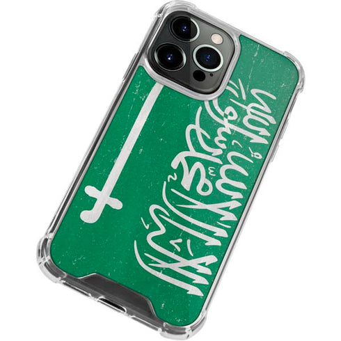 Saudi Arabia Flag Distressed iPhone 13 Pro Max Clear Case