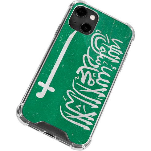 Saudi Arabia Flag Distressed iPhone 14 Clear Case