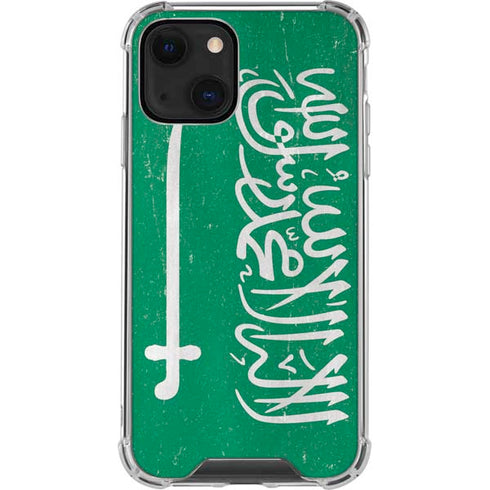 Saudi Arabia Flag Distressed iPhone 14 Plus Clear Case