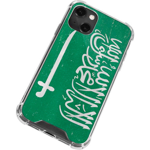Saudi Arabia Flag Distressed iPhone 14 Plus Clear Case