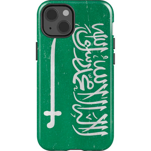 Saudi Arabia Flag Distressed iPhone 15 Impact Case