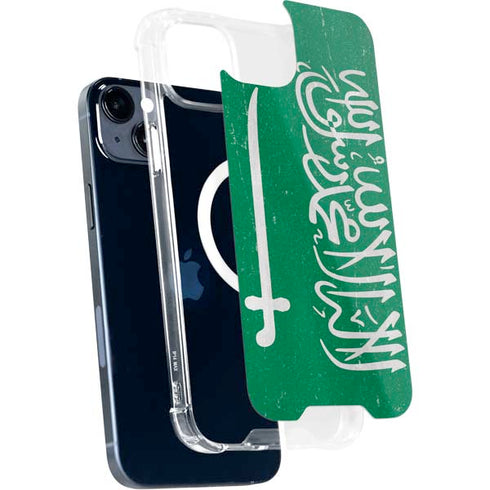 Saudi Arabia Flag Distressed iPhone 15 Plus MagSafe Case