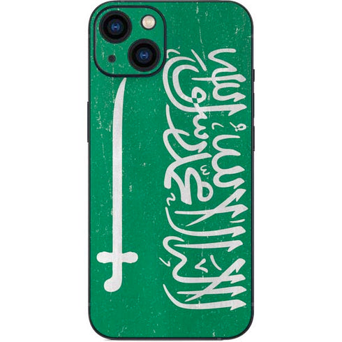 Saudi Arabia Flag Distressed iPhone 15 Plus Skin