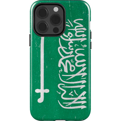 Saudi Arabia Flag Distressed iPhone 15 Pro Impact Case