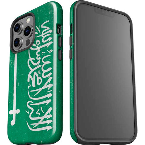 Saudi Arabia Flag Distressed iPhone 15 Pro Impact Case