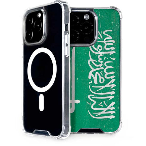 Saudi Arabia Flag Distressed iPhone 14 Pro MagSafe Case