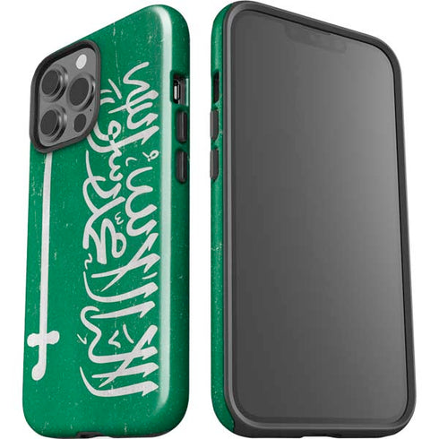 Saudi Arabia Flag Distressed iPhone 15 Pro Max Impact Case