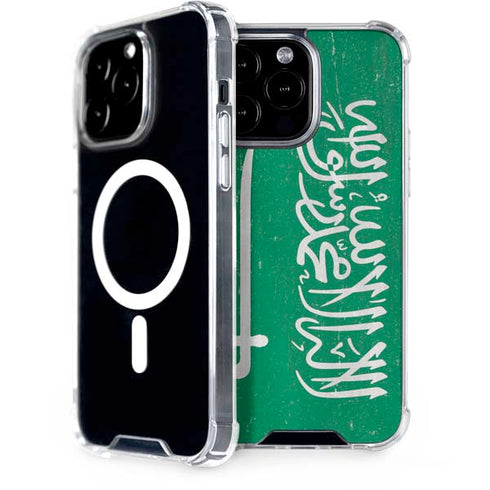 Saudi Arabia Flag Distressed iPhone 15 Pro Max MagSafe Case