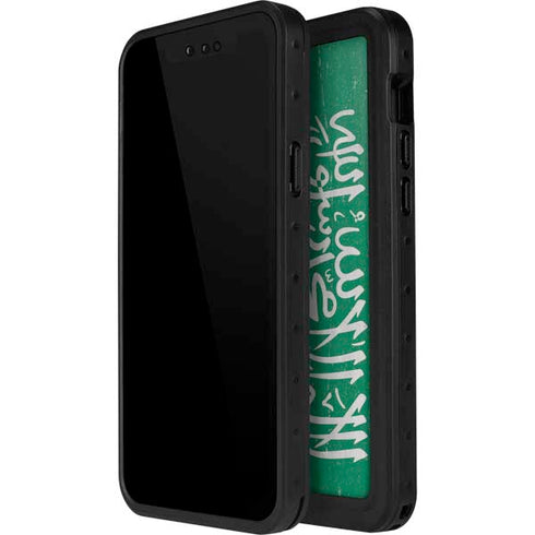 Saudi Arabia Flag Distressed iPhone 15 Plus Waterproof Case