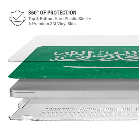 Saudi Arabia Flag Distressed MacBook Pro 15in (2016-19) Case plus Skin