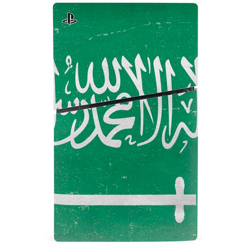 Saudi Arabia Flag Distressed PS5 Slim Digital Edition Bundle Skin