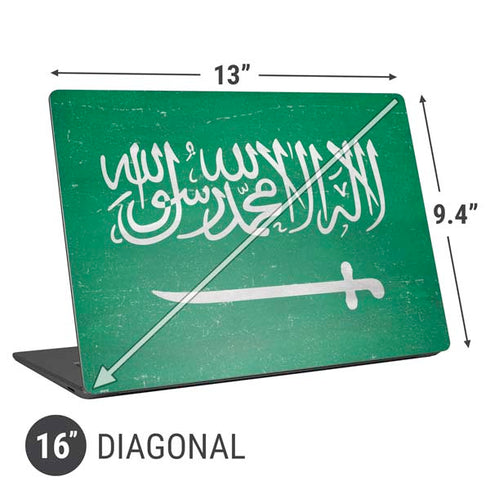Saudi Arabia Flag Distressed Universal Laptop 16in (13 x 9.4in) Skin