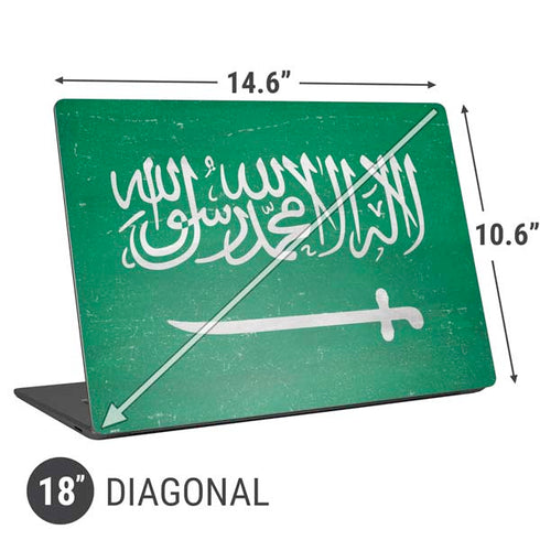 Saudi Arabia Flag Distressed Universal Laptop 18in (14.6 x 10.6in) Skin