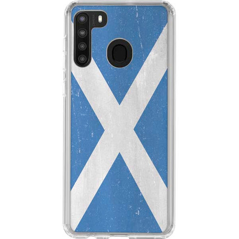 Scotland Flag Distressed Galaxy A21 Clear Case