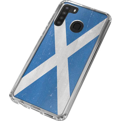 Scotland Flag Distressed Galaxy A21 Clear Case