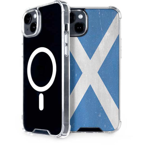 Scotland Flag Distressed iPhone 15 Plus MagSafe Case