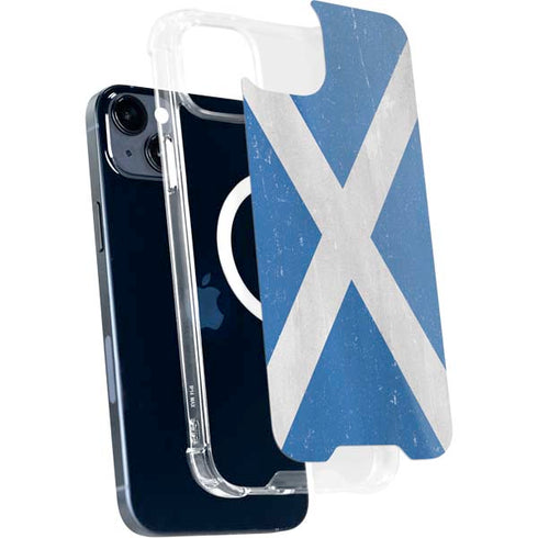 Scotland Flag Distressed iPhone 15 Plus MagSafe Case