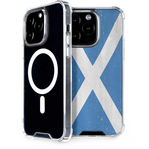 Scotland Flag Distressed iPhone 15 Pro MagSafe Case