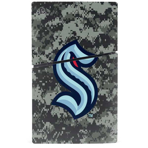 NHL Seattle Kraken Camo PS5 Slim Disk Console Skin