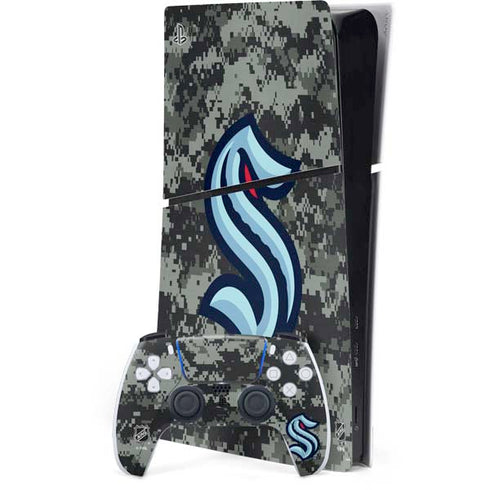 NHL Seattle Kraken Camo PS5 Slim Digital Edition Console Skin