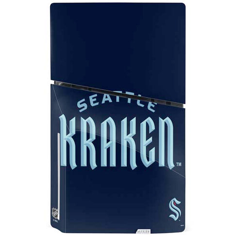 NHL Seattle Kraken Script PS5 Slim Disk Console Skin