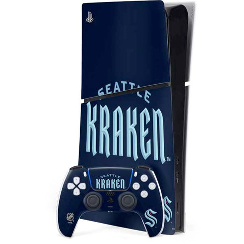 NHL Seattle Kraken Script PS5 Slim Digital Edition Console Skin