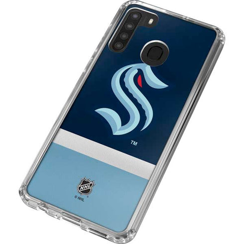 NHL Seattle Kraken Striped Galaxy A21 Clear Case
