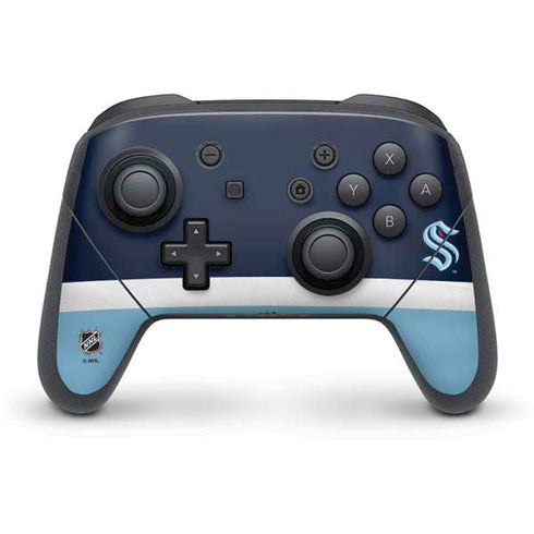 NHL Seattle Kraken Striped Nintendo Switch Pro Controller Skin