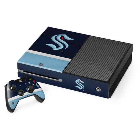 NHL Seattle Kraken Striped Xbox One Console and Controller Bundle Skin