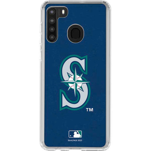 MLB Seattle Mariners - Solid Distressed Galaxy A21 Clear Case
