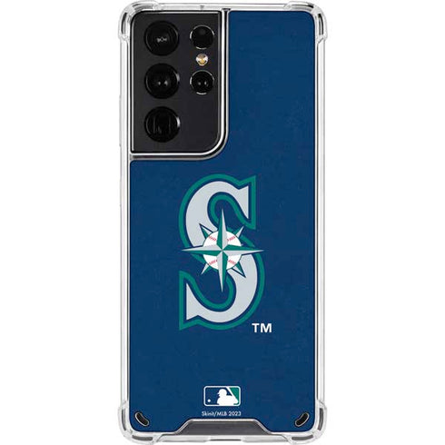 MLB Seattle Mariners - Solid Distressed Galaxy S21 Ultra 5G Clear Case