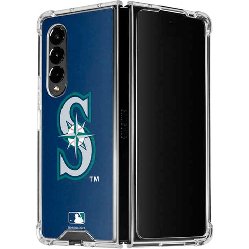 MLB Seattle Mariners - Solid Distressed Galaxy Z Fold4 5G Clear Case
