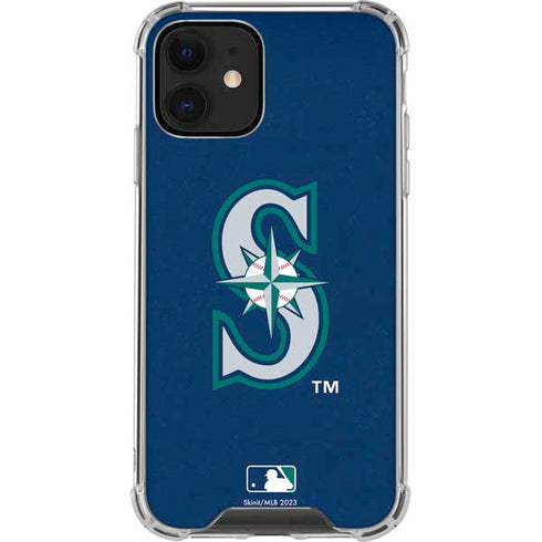 MLB Seattle Mariners - Solid Distressed iPhone 12 Clear Case