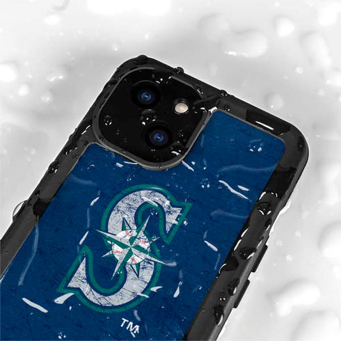 MLB Seattle Mariners - Solid Distressed iPhone 13 Mini Waterproof Case