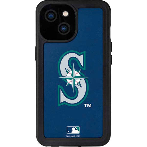 MLB Seattle Mariners - Solid Distressed iPhone 13 Mini Waterproof Case