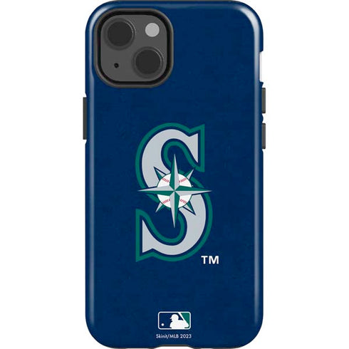 MLB Seattle Mariners - Solid Distressed iPhone 15 Impact Case