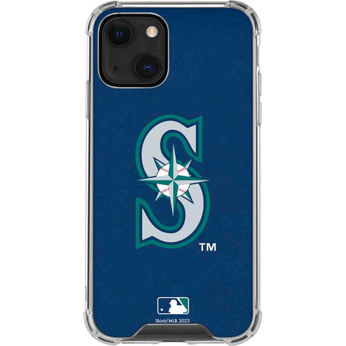 MLB Seattle Mariners - Solid Distressed iPhone 15 Plus Clear Case