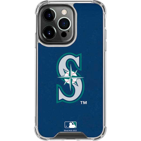 MLB Seattle Mariners - Solid Distressed iPhone 15 Pro Clear Case