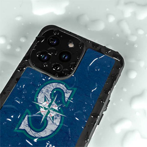 MLB Seattle Mariners - Solid Distressed iPhone 14 Pro Max Waterproof Case