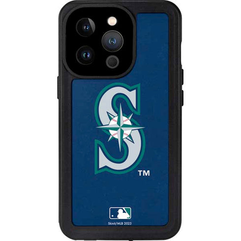 MLB Seattle Mariners - Solid Distressed iPhone 14 Pro Waterproof Case