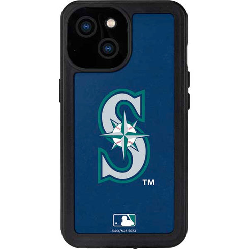 MLB Seattle Mariners - Solid Distressed iPhone 15 Waterproof Case